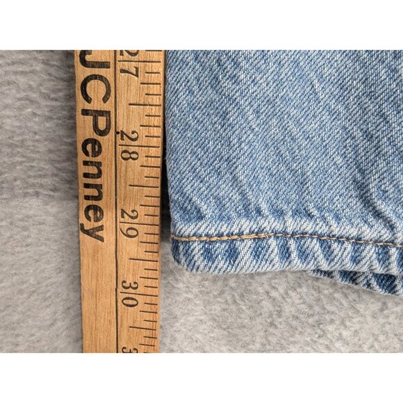 Levis Premium Jeans Mens 34x30 Blue Baggy Dad Straight Distressed Whiskers Big E - Picture 7 of 16